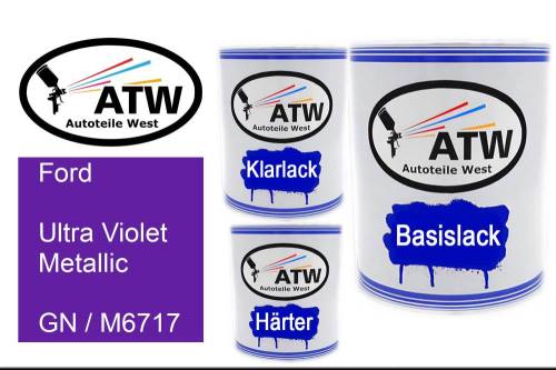 Ford, Ultra Violet Metallic, GN / M6717: 1L Lackdose + 1L Klarlack + 500ml Härter - Set, von ATW Autoteile West.
